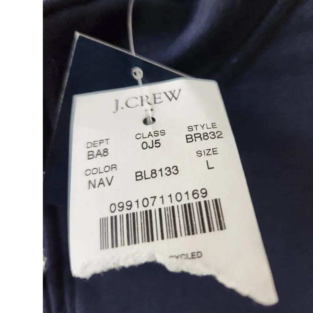 NWT J. Crew Quilted Quarter-Zip Heather Deep Navy XL